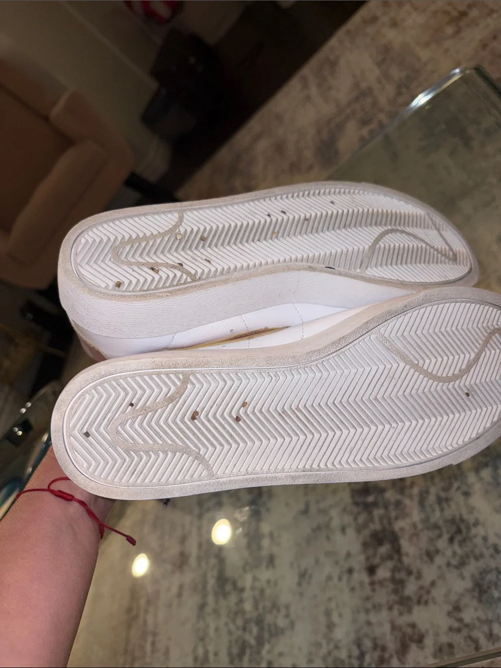 Nike Women's‎ White Leather Sneaker with Blush Swoosh 8